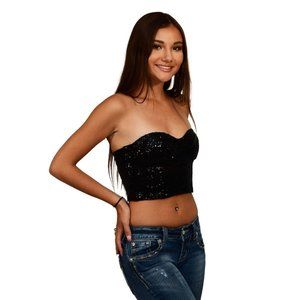 Black Sequin Bustier XS